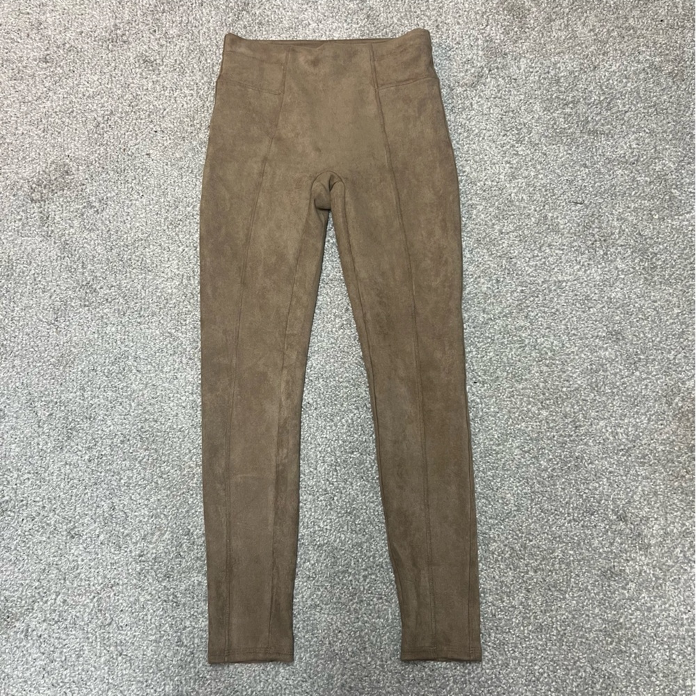 Spanx Leggings Small Faux Suede High Waisted Camel Taupe Tan Pull On 20322R